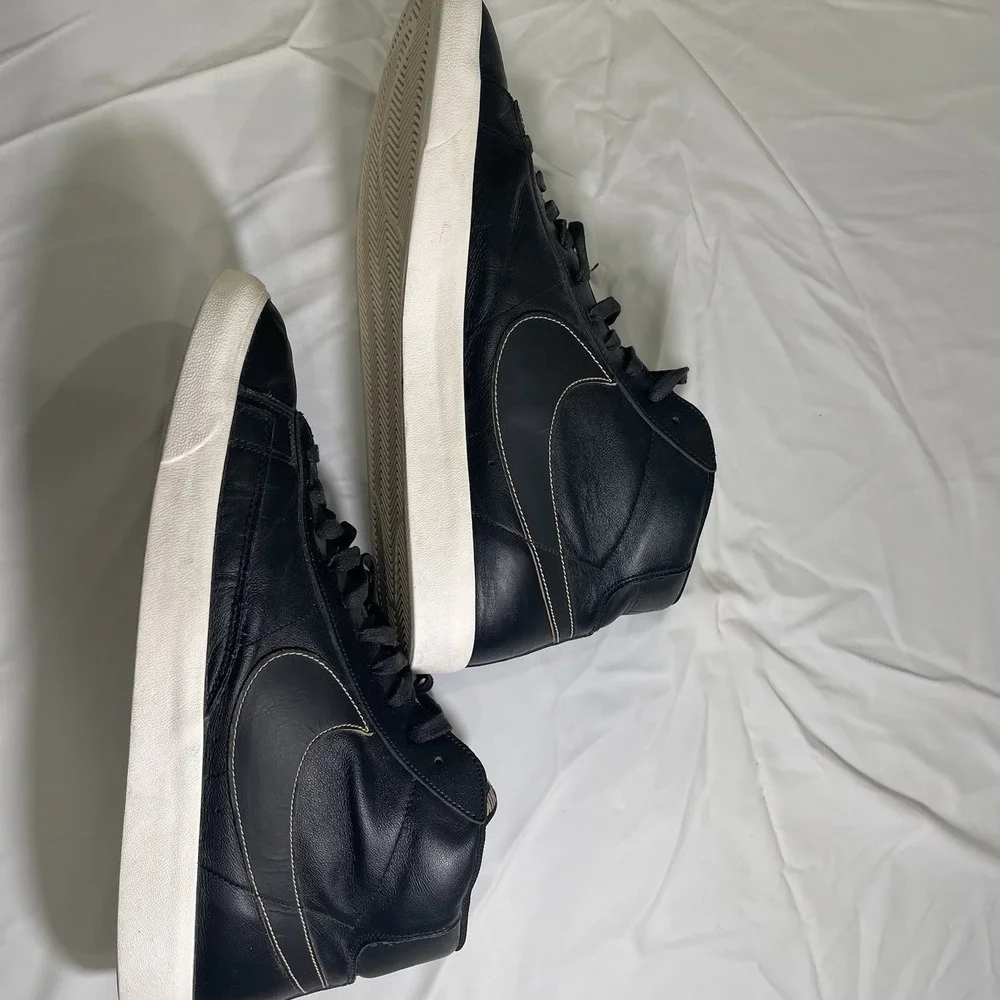 Nike Blazer Mid Premium DARK PATINA Black Leather High Top Sneakers ✨ Size 13‎